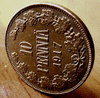 Редкая, медная монета 10 пенни 1917 год