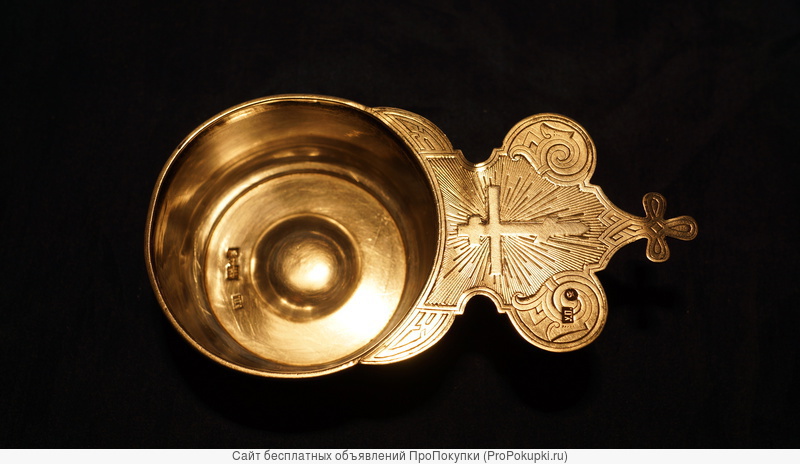 Старинный серебряный корец для для теплоты и вина. Москва, 1899 г