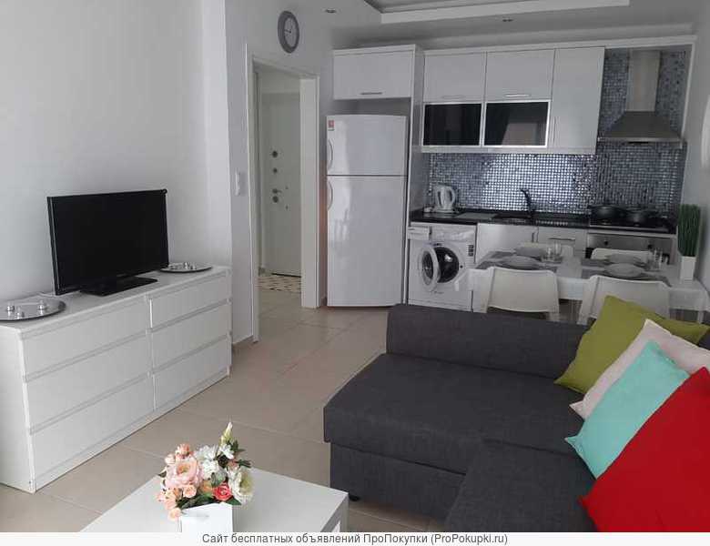 Стильная квартира с 1 спальней в Махмутларе в 200м от пляжа