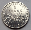 Редкая серебряная монета 1 франк 1915 года