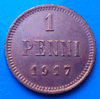 Редкая, медная монета 1 пенни 1917 года