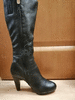 Чёрные кожаные женские сапоги. Р.37 на выс каблуке