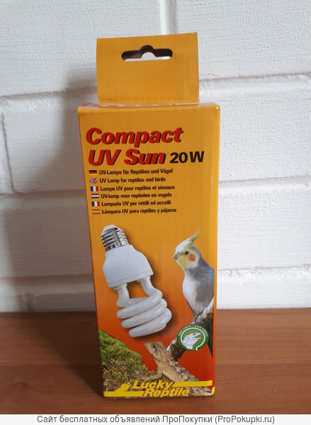 Террариумная ультрафиолетовая лампа Compact UV Sun, 20 Вт