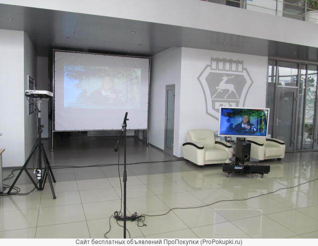 аренда в Томске: Большой проекционный экран на ножках 300х240 cм