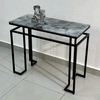 Консольный столик Лофт черный металл, мраморное стекло