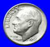 Редкая серебряная монета 1 дайм США 1955 год