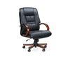Кресло для руководителя Берн дерево + хром / черная экокожа