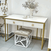 Письменный стол, белый ЛМДФ и металл золото, стиль Нео Классика